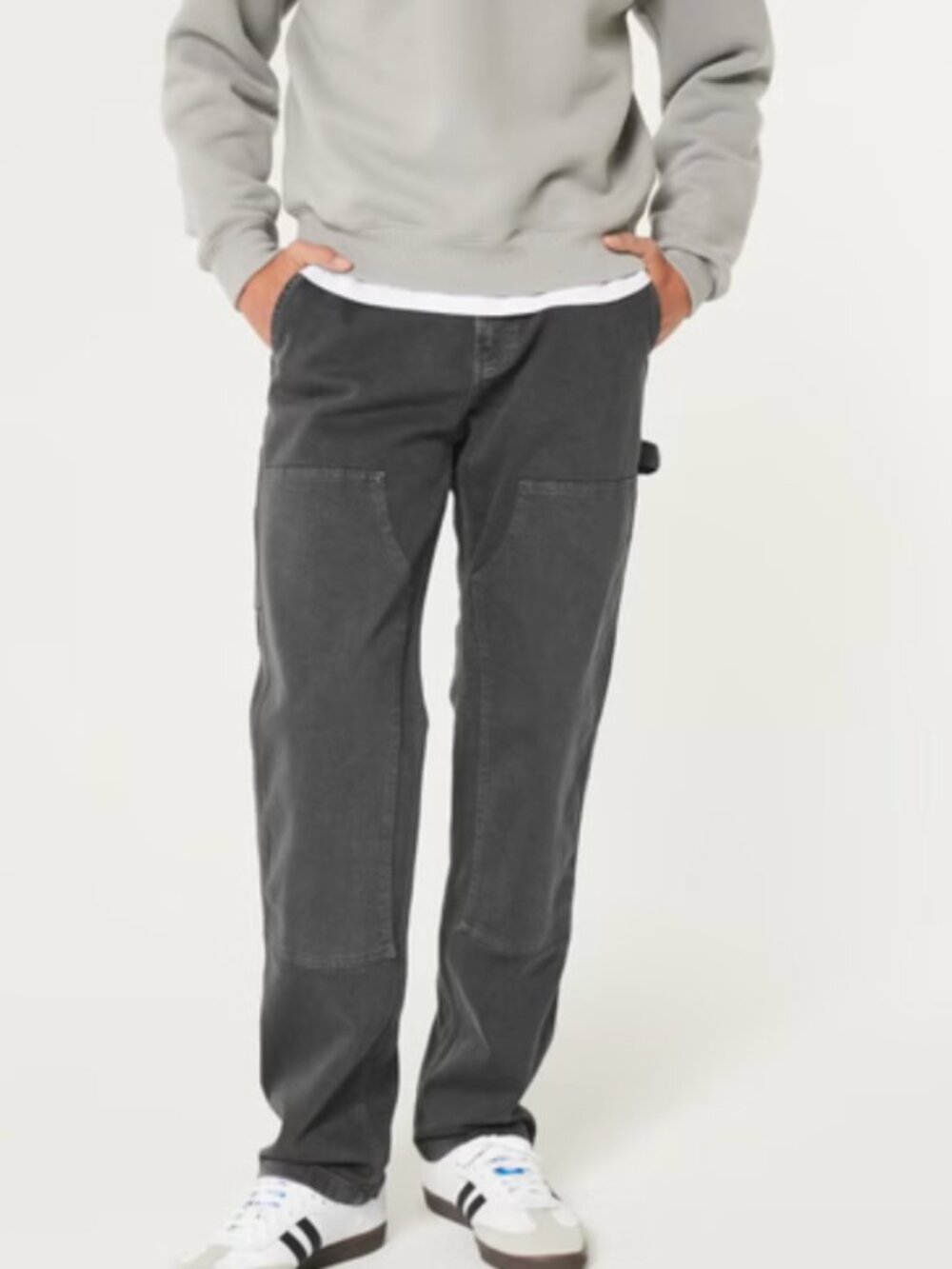 Hollister Light Grey Epic Flex Loose Baggy Relaxed Comfy Carpenter Jeans